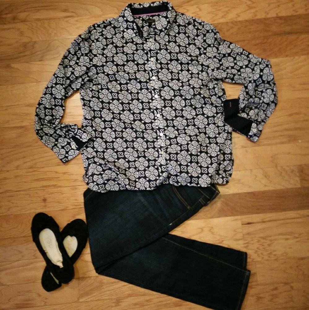 Talbots Cotton Button Down Blouse